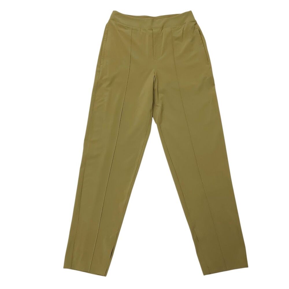 Athleta Vienna Slim Pant Womens 4 Olive Green Stretch Travel Casual Ankle Slit